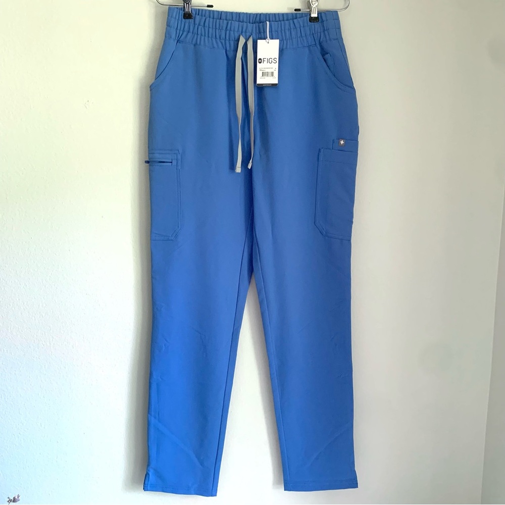 TALL Figs High Waisted Yola Skinny Scrub Pants in Ceil Blue - Picture 3 of 8